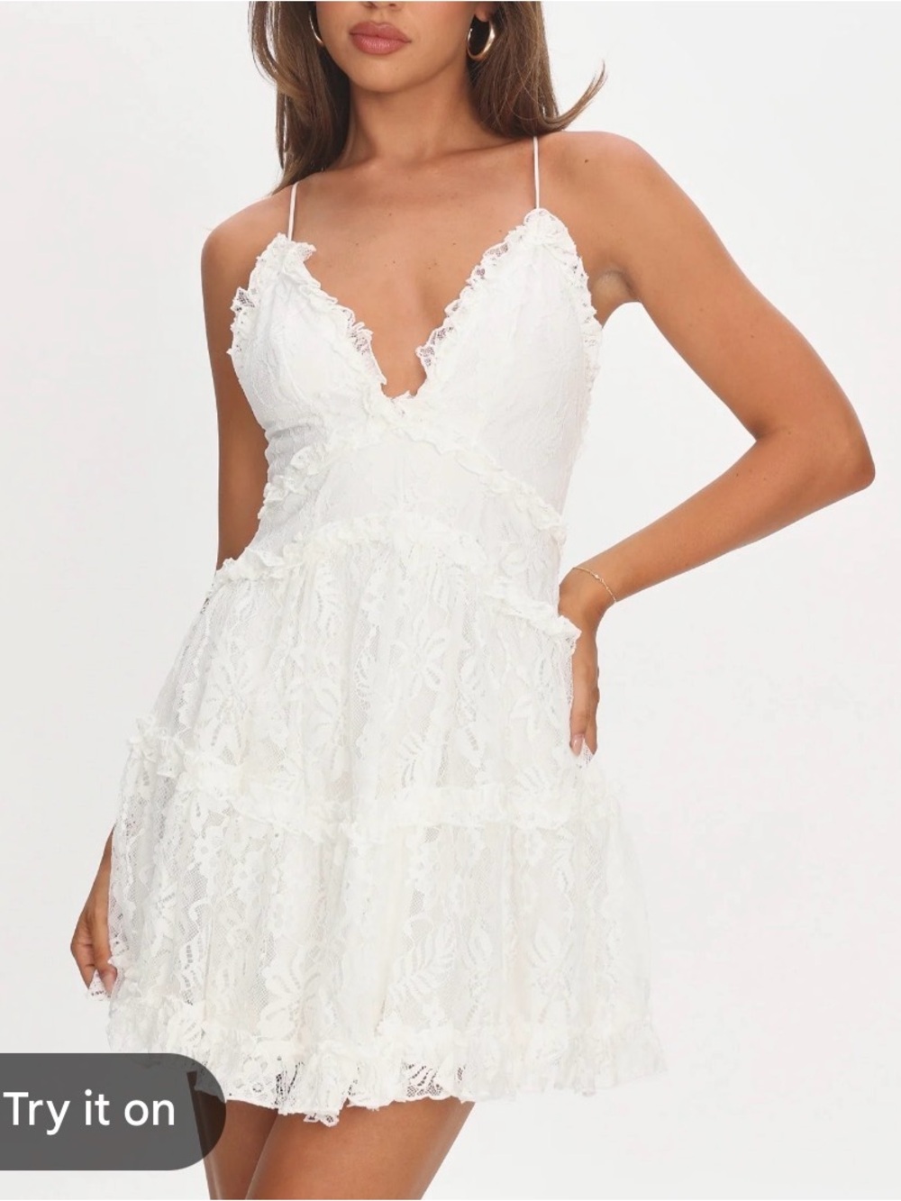 Selfie Leslie Laney low back cami lace mini dress size small